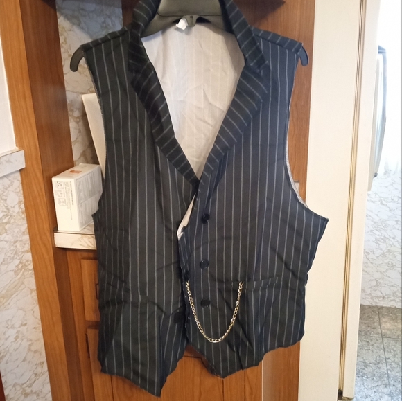 🆕 Adult Roaring 20's Stripe Gangster Vest S/M 42" or 48" to choose from - Picture 7 of 9